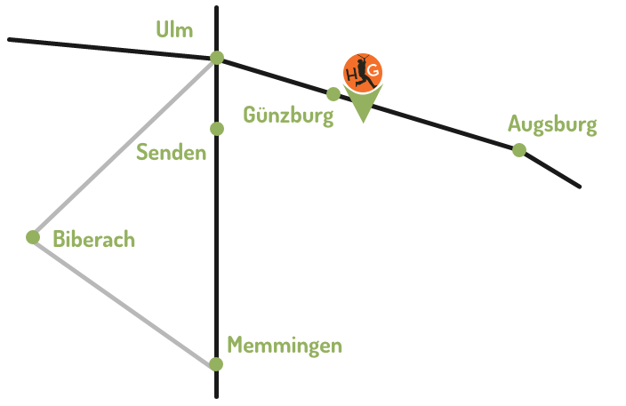 Standort Skizze des Hochseilgarten Guenzburg
